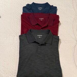 Roundtree & Yorke travelSMART Men's Polo Shirt Trio - Olive, Burgundy, Navy